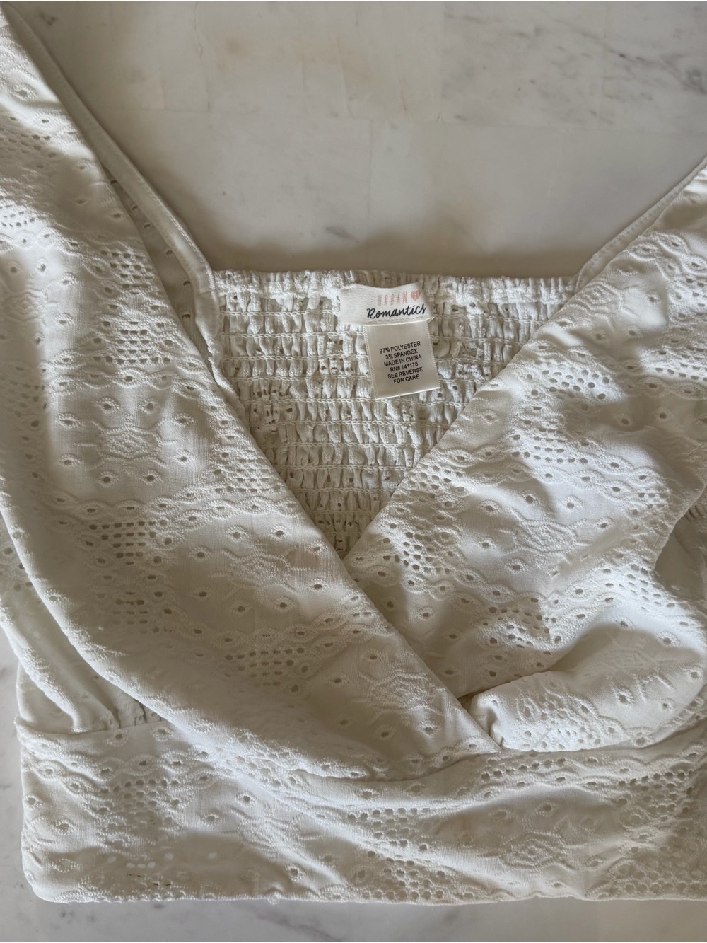 White Eyelet Wrap-Front Women’s Top